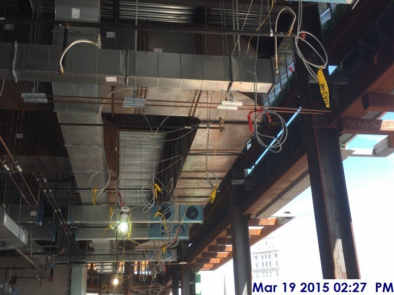 Installed Electrical split wire above the ceiling at the 4th floor for the Emergency Night Lghting Facing East